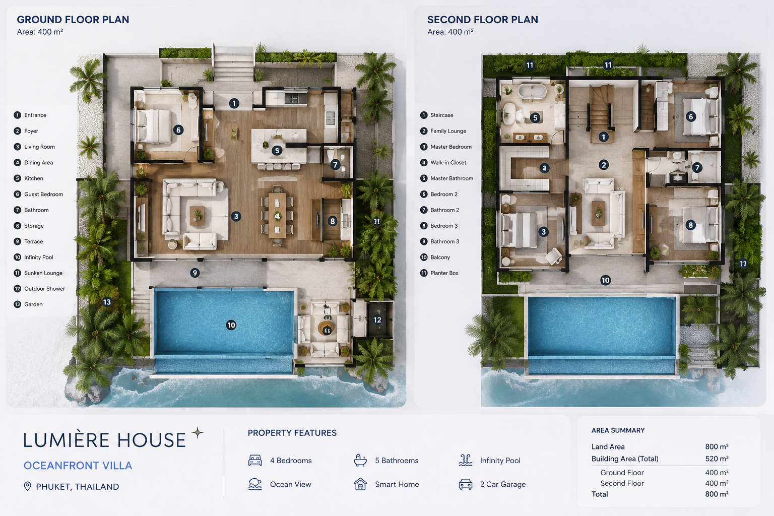 Lumière House ground and second floor plan
